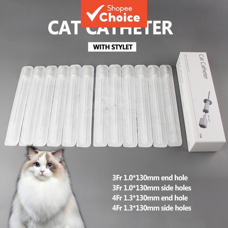 Veterinary Cat Catheter พร้อมรูปแบบสําหรับ Urology – 3Fr End Hole & 4Fr ด้านข้างหลุม, 12 ชิ้นสําหรับท่อระบายน้ําของทารกในครรภ์