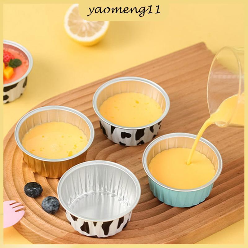 YM 10 ชิ้น 50ml อุณหภูมิความต้านทานอลูมิเนียมฟอยล์เบเกอรี่ถ้วยพร้อมฝาปิดพุดดิ้งขนาดเล็ก Tart Tins Pa