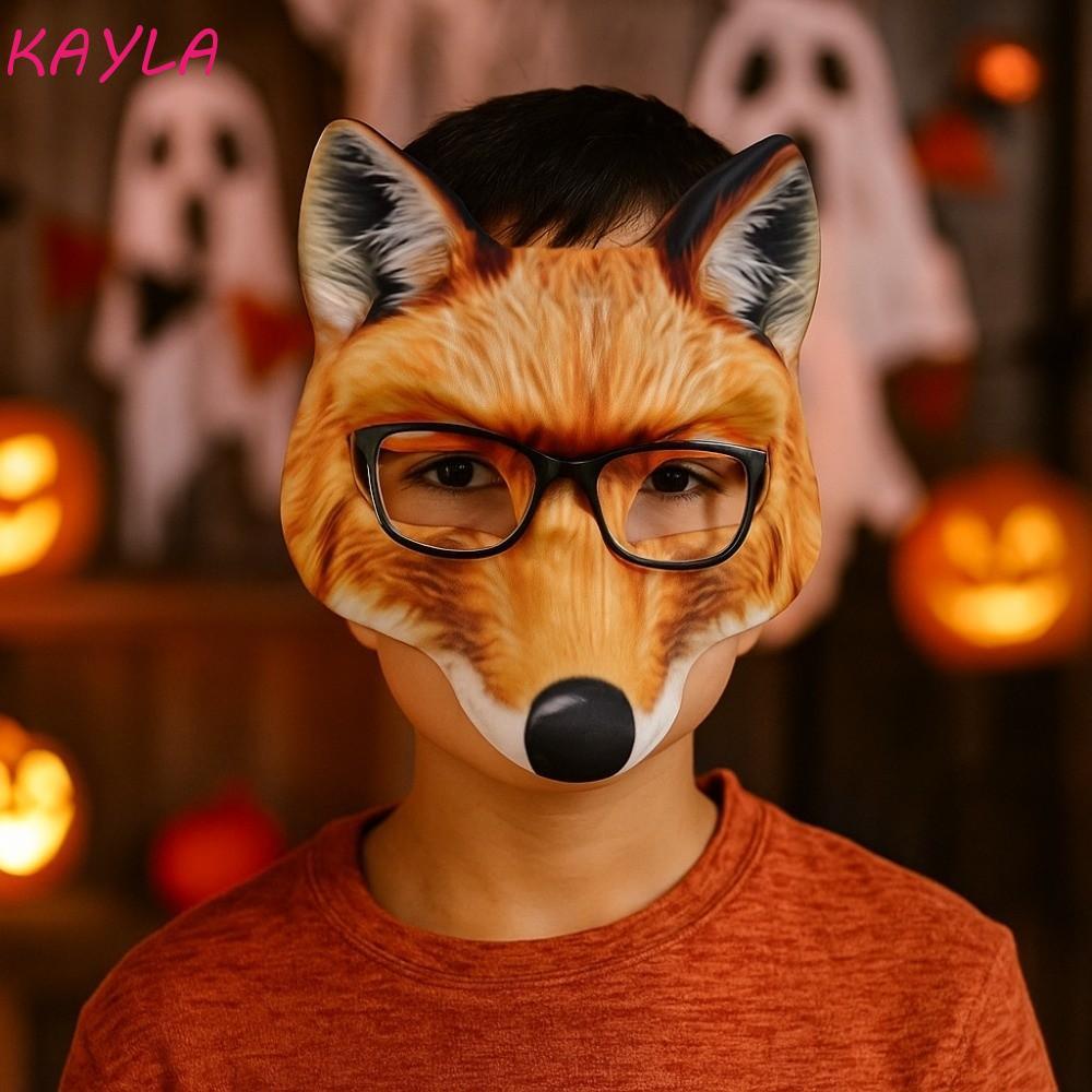 หน้ากากมนุษย์หมาป่าฮาโลวีน KAYLA อุปกรณ์ประกอบฉากปาร์ตี้ หมาป่า|หน้ากาก EVA, Creative Elastic Strapy Husky คอสเพลย์สัตว์หน้ากากครึ่งหน้า