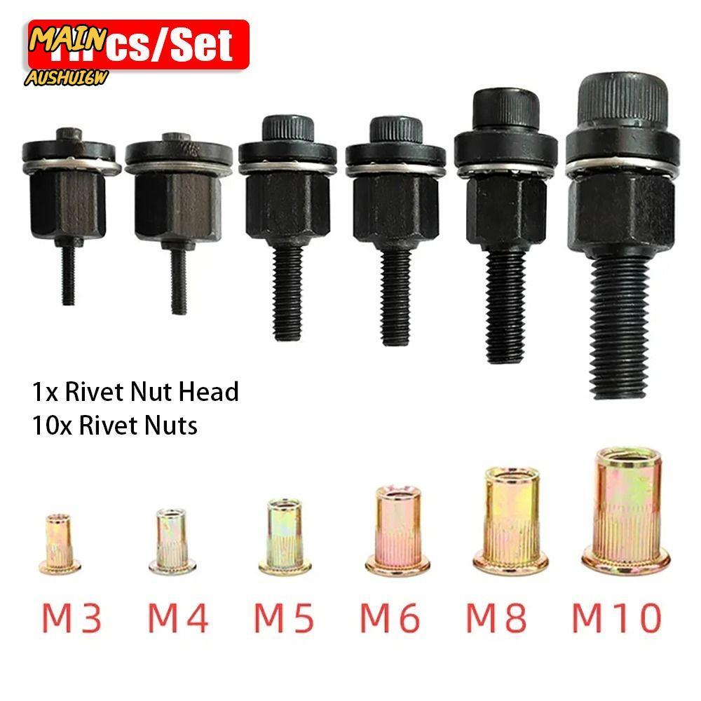 MAINAUSHUI6W 11 ชิ้น/เซ็ตคู่มือ Riveter เครื่องมือ, Mandrel Staple สําหรับ Nut ไฟฉาย Hand Rivet Nut,