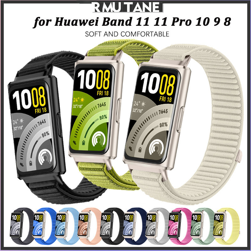 สายไนลอนแบบลูปสายสไตล์กีฬา for Huawei Band 11/11 Pro สายไนลอนรูปลูปสไตล์กีฬา ระบายอากาศได้ สำหรับ for Huawei Band 10 9 8