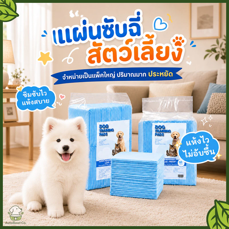 แผ่นรองฉี่สัตว์เลี้ยง ดูดซับกลิ่นเหม็นได้ดี ช่วยฝึกขับถ่าย เหมาะสุนัขทุกสายพันธุ์ บูลด็อก ชihuahua และแมว