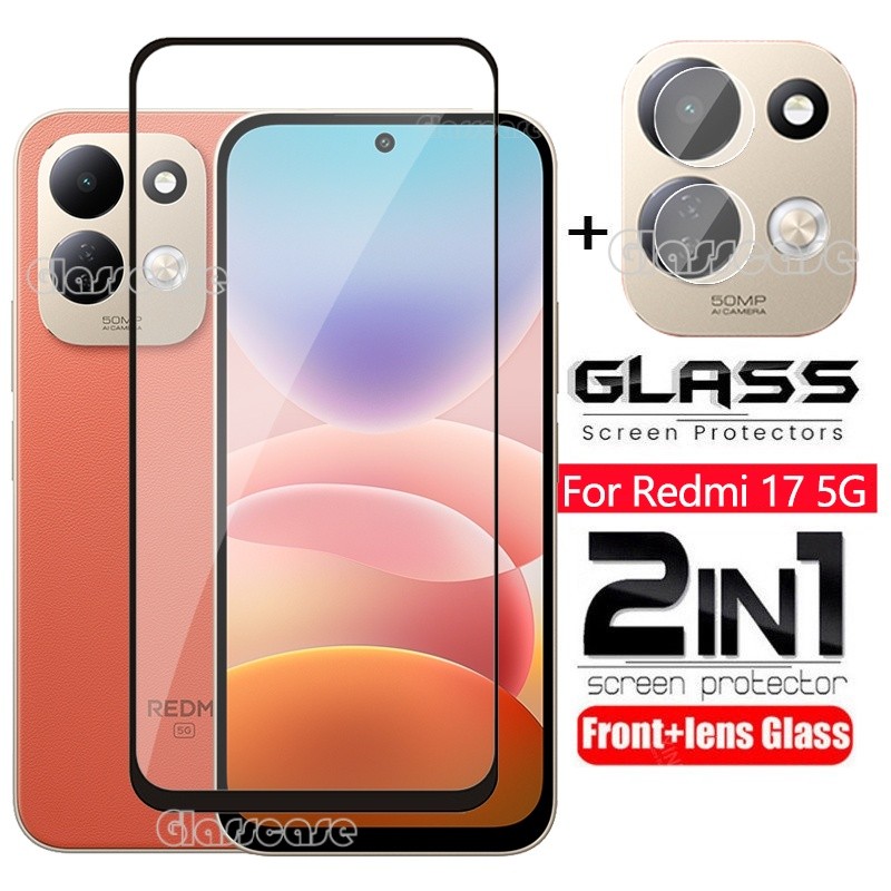 Redmi 17 4G 5G 2026 2 in 1 ป้องกันหน้าจอกระจกนิรภัยฟิล์มสําหรับ Redmi 17 C 17C 17Redmi Redmi17 C Redmi17C คลุมทั้งหมดฟิล์มด้านหน้าป้องกันหน้าจอกระจกกลับกล้องเลนส์ฟิล์ม