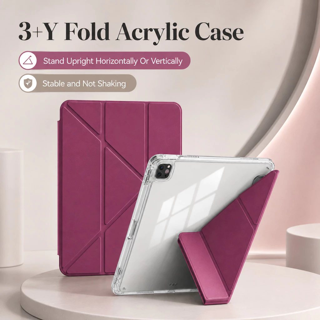 เคสไอแพดหลังใส ตัว y 3พับ โปร11นิ้ว air4/5 Gen5/6 Air6/7 แอร์10.9 เจน7/8/9 10.2 pro11 รุ่นที่10 Air11 Pad case
