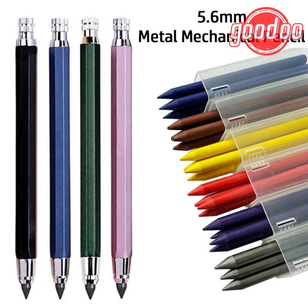 GOODOO ดินสออัตโนมัติ, 5.6 มม.วาดเขียนเครื่องมือดินสอ, Creative โลหะ 2B/4B/6B/8B ดินสอ Refill Sketch