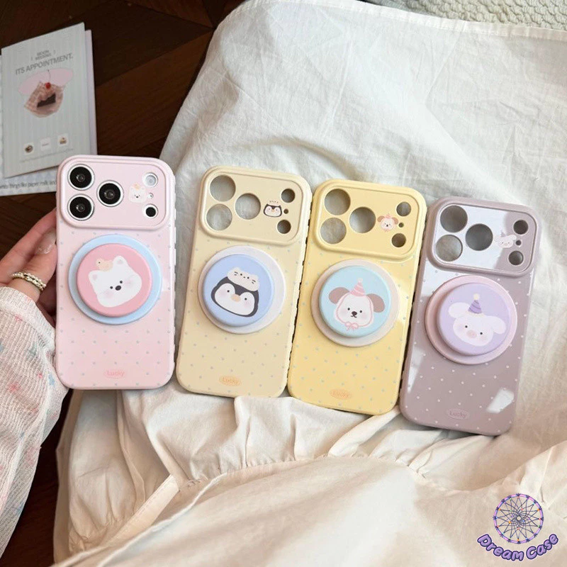 เคสหัวใจฟอง ลายหมีขาว เพนกวิน สุนัข หมูน่ารัก สไตล์หวานๆ สำหรับ IPhone 17 AIR 11 15 13 14 16 12 Pro Max XR X 16 15 Plus
