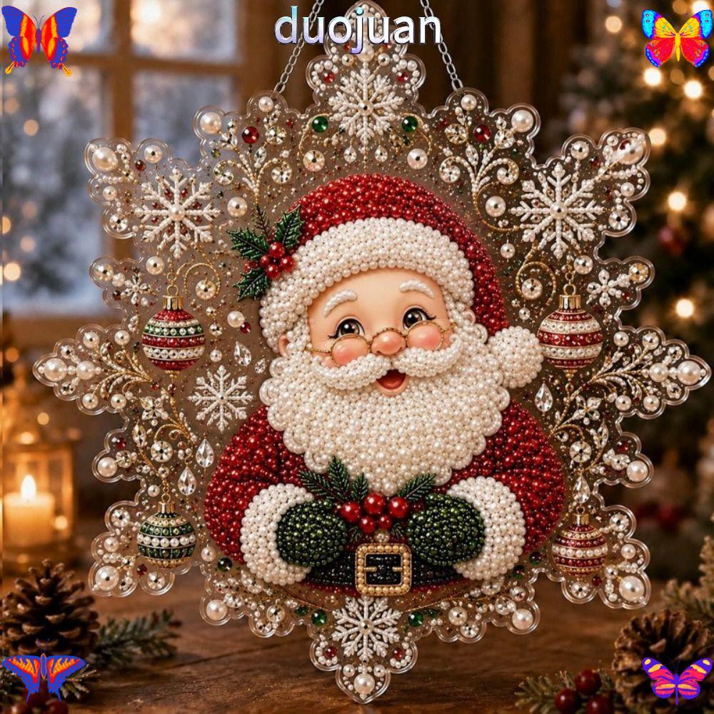 DUOJUAN Christmas Diamond Painting Set, Acrylic Board Pearl Bead Diamond Painting Ornament, 5D Self-