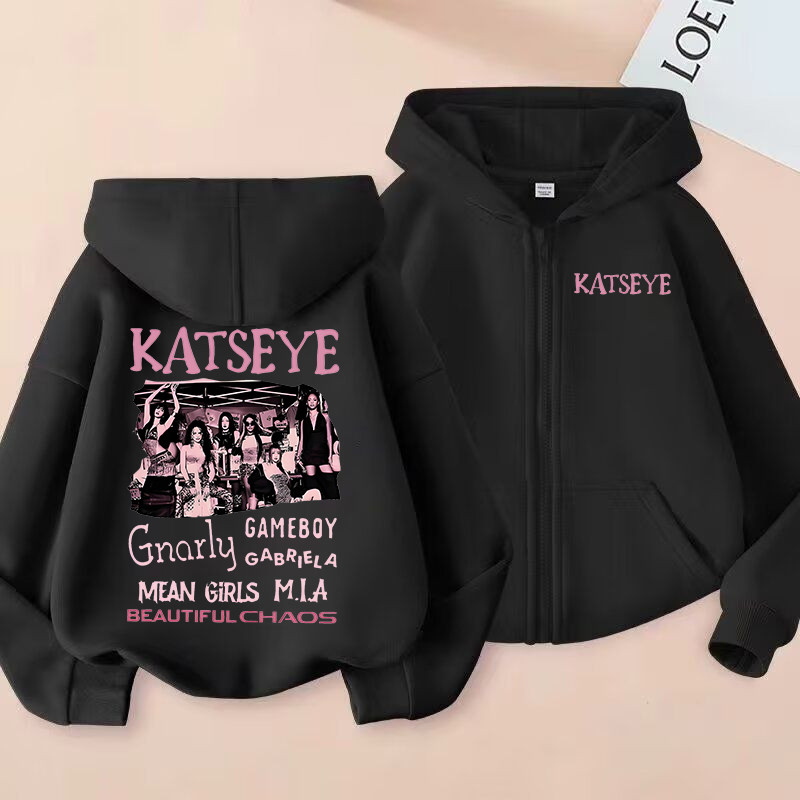 2026 ใหม่เด็กวัยหัดเดินสาวเสื้อผ้า Katseye ซิป Hoodie แฟชั่นชายเสื้อลําลองเด็ก KATSEYE Zip UP Hooded