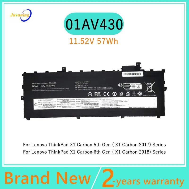 01AV494 01AV430 แบตเตอรี่แล็ปท็อปสําหรับ Lenovo ThinkPad X1 Carbon 5th 6th Gen ( X1 Carbon 2017 2018