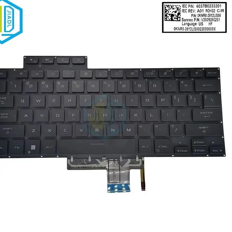 US RGB Backlit คีย์บอร์ดสําหรับ ASUS ROG Flow X16 GV601 GV601R GV601RE GV601RM GV601RW สีสัน Bckligh
