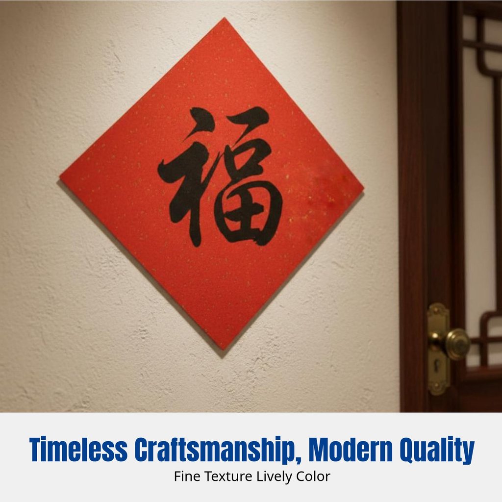 Wax-Dyed Red Square, Fu Character, Festive Couplets, Blank Xuan Paper, Door Sticker