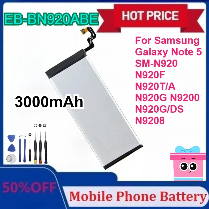 EB-BN920ABE แบตเตอรี่ 3000mAh สําหรับ Samsung Galaxy หมายเหตุ 5 SM-N920 N920F N920T/A N920G N9200 N9
