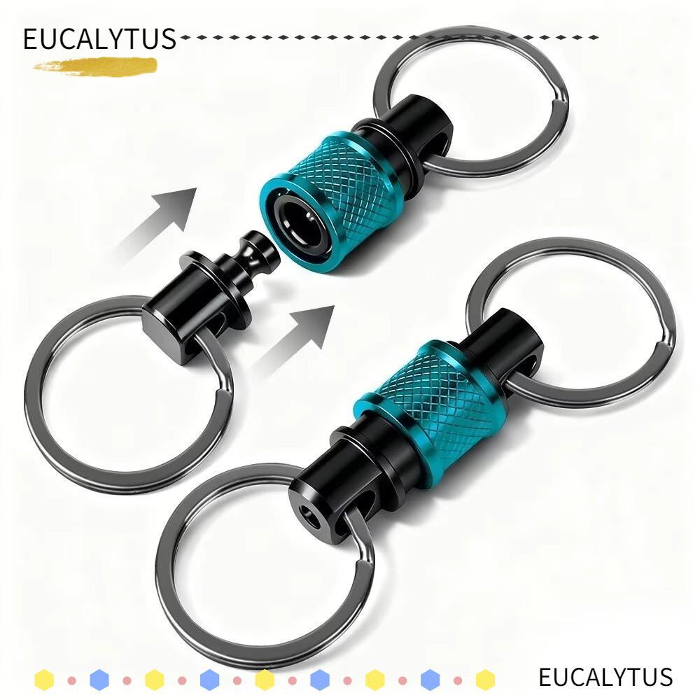 EUCALYTUSTH พวงกุญแจที่ถอดออกได้, พวงกุญแจแบบปลดเร็วแบบหัวคู่, 360° Rotation Mini Quick Pull Design Pull Apart Key Ring EDC Tool