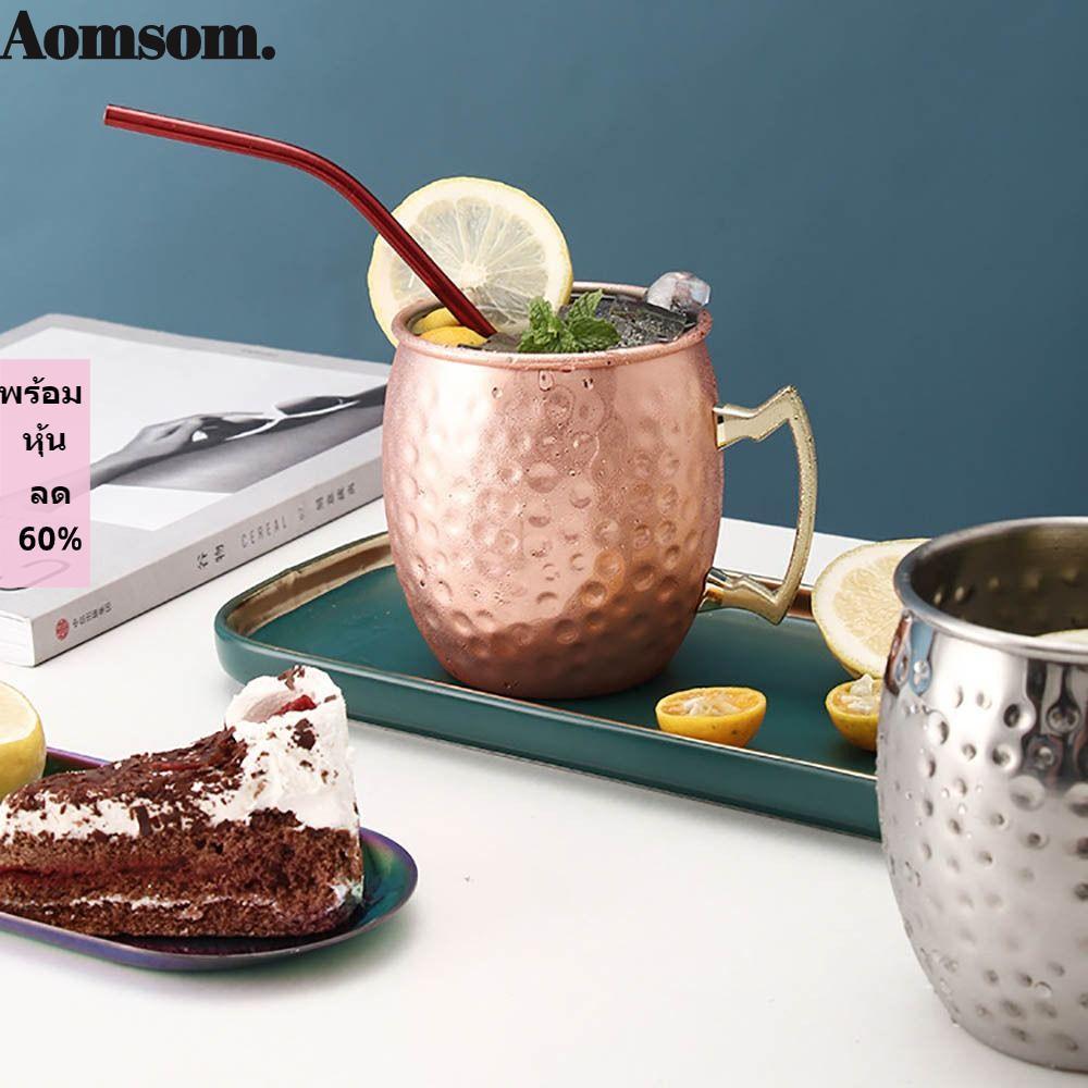 AOMSOM ค้อน Point ถ้วย, 500ml Moscow Mule แก้วถ้วย,ที่แข็งแกร่ง Riveted Handle Smooth หนาค้อน Moscow