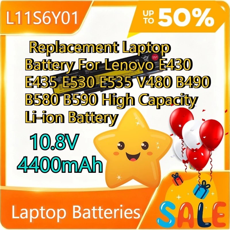 L11S6Y01 เปลี่ยนแบตเตอรี่แล็ปท็อปสําหรับ Lenovo E430 E435 E530 E535 V480 B490 B580 B590 ความจุสูง Li