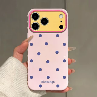 สำหรับ iPhone 15 17 16 13 11 12 14 Pro Max 15 14 16 Plus ลายจุดคัลเลอร์เรียบง่าย ข้างเคสหัวใจ เคสหน้าต่างกล้อง