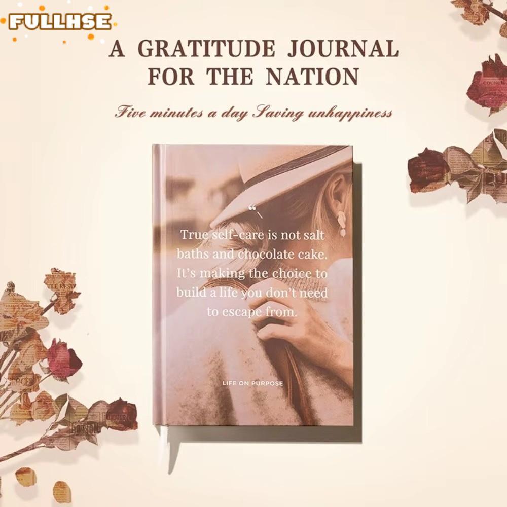 FULLHSE Gratitude Journal A5 Notebook, พร้อมคู่มือ Self Refl สีสันหน้าด้านใน Self-Care Journal Book,