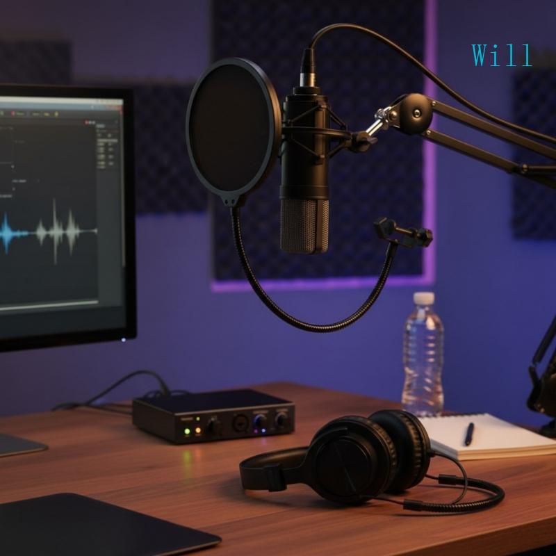 Will Wind Screen Sound Filter Mic Filter Shield สําหรับพูด Podcast