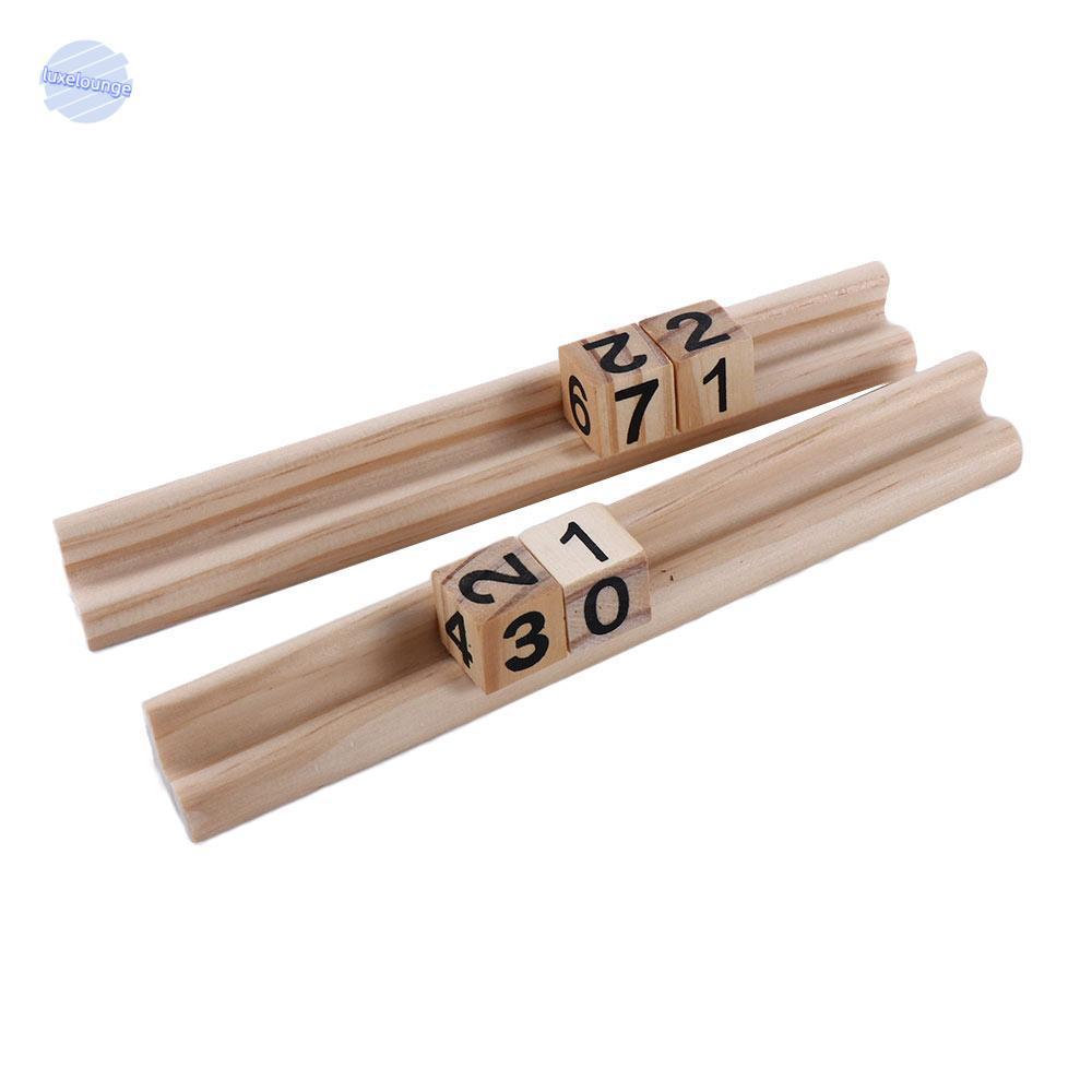 LUXELUNGE Domino Holders for Kids Domino Games Wooden 4 Racks Chickenfoot Domino Trays Holders