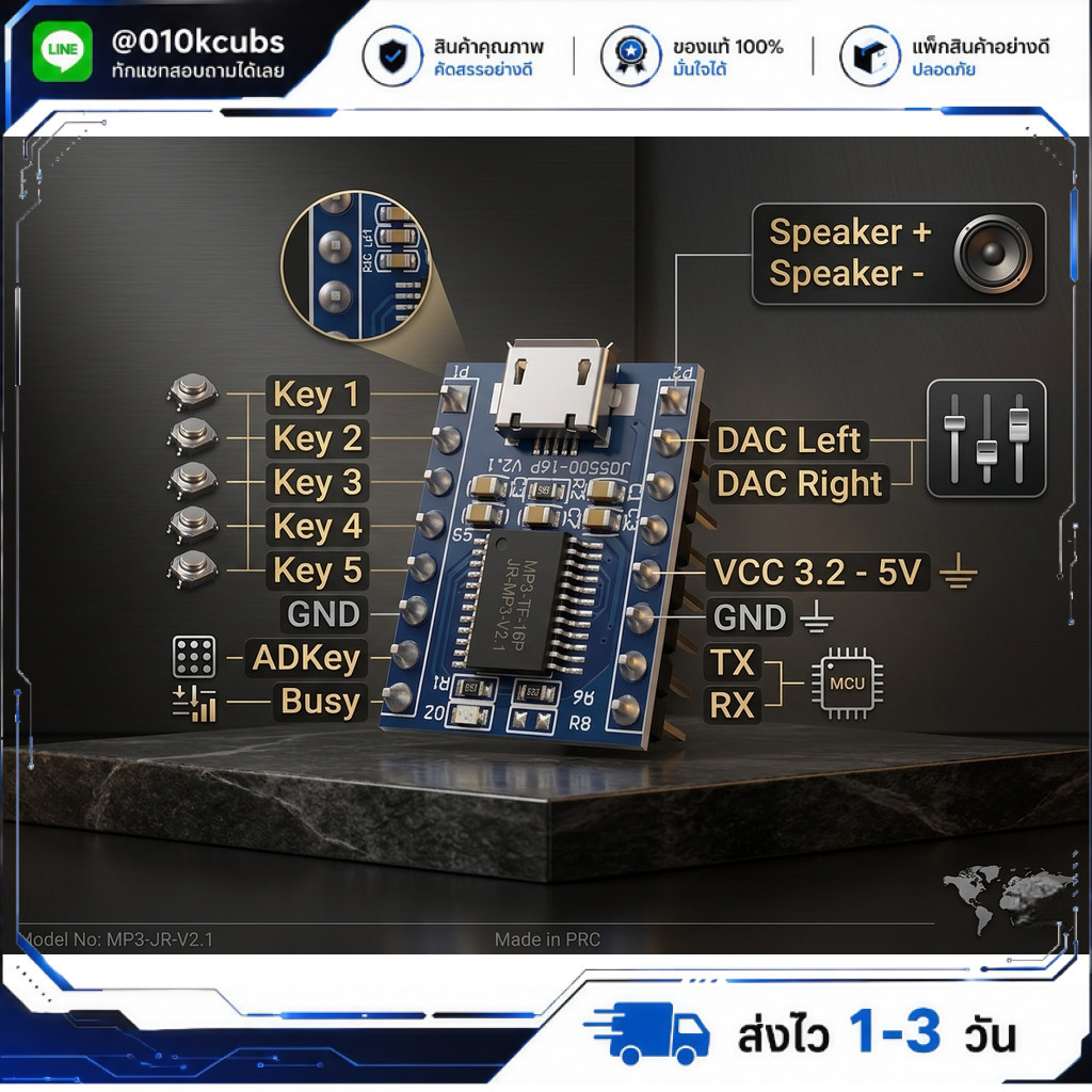 JQ6500 Voice Sound Module (2Mbyte 25Q16)
