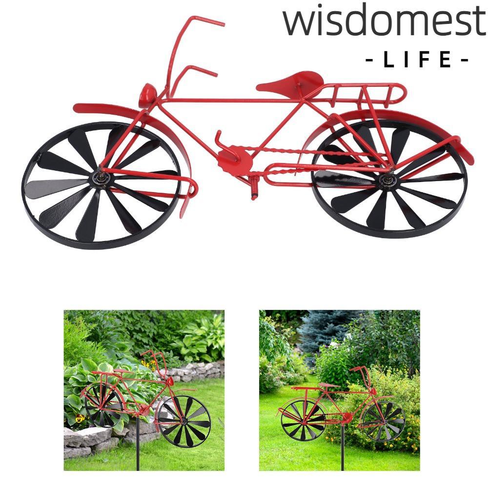 WISDOMEST 3 ชิ้น Wind Spinner ตกแต่ง, Red Garden Stake จักรยาน Wind Spinner, Wind Spinners โครงสร้าง