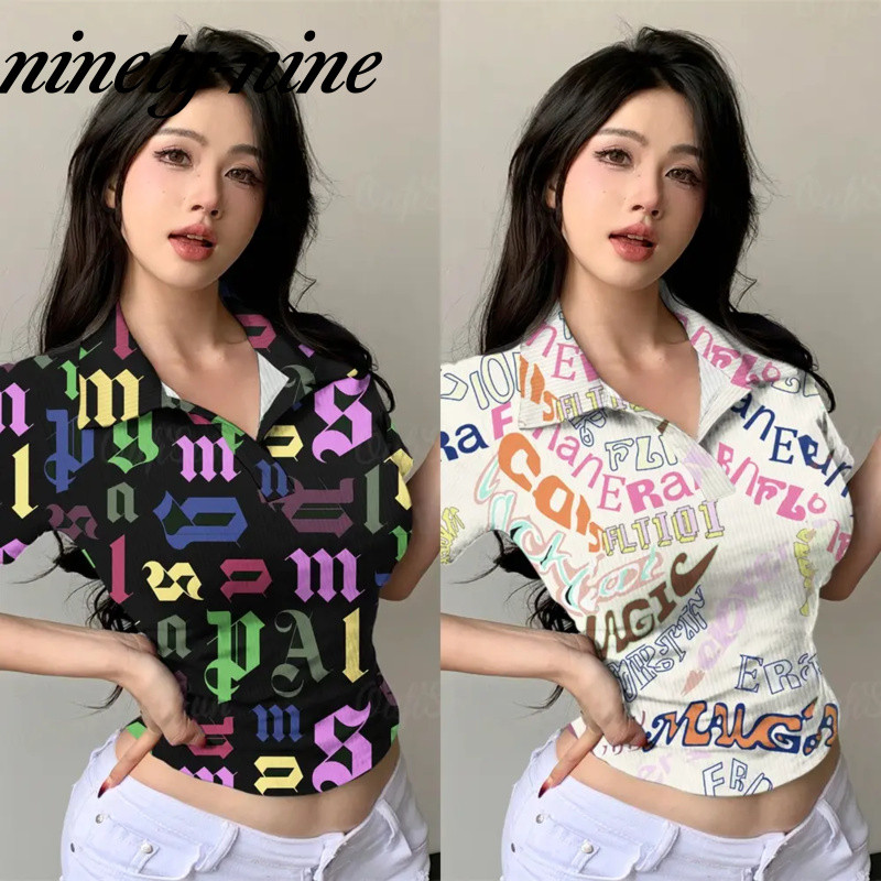 2026 แฟชั่น Y2K Aesthetics Ladies Polo Short Top 3D Short Sleeve Slim-fit Street Style