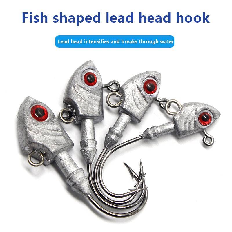 Bigpeaknewsection1 Fish Type Lead Head Hook 7G/10G/14G/20Gตกปลาทะเลจําลองปลาเหยื่ออ่อนพร้อมตะขออุปกร