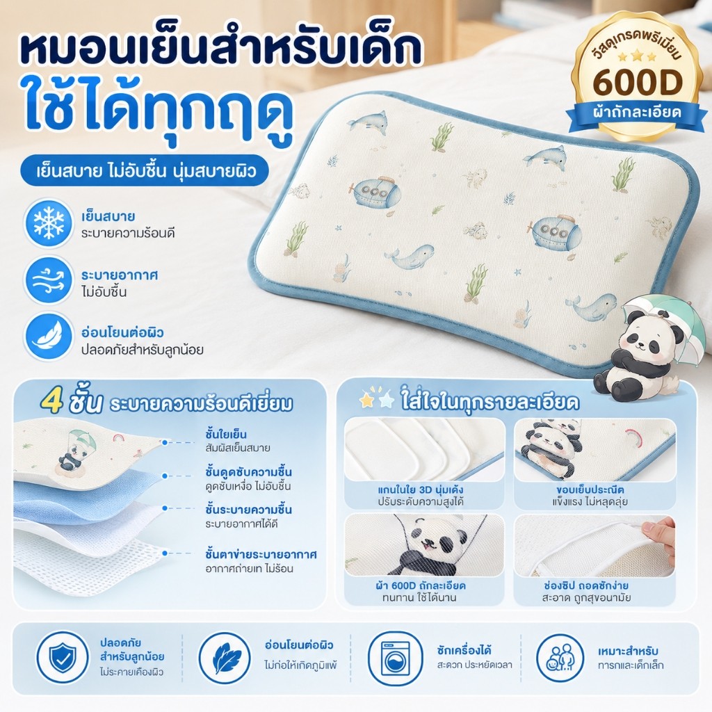 Shiyuejingjing หมอนเด็ก สามารถช่วยให้เด็กนอนหลับ ใช้ได้0-6ปี ซือเย่อจิงจิง