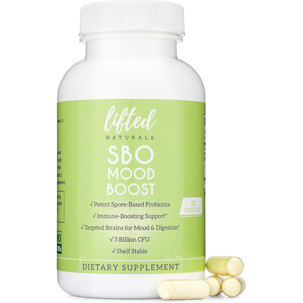 Lifted Naturals Spore Based Probiotics - SBO Mood Boost - Spore/Soil-Based - Digestion & Natural Moo