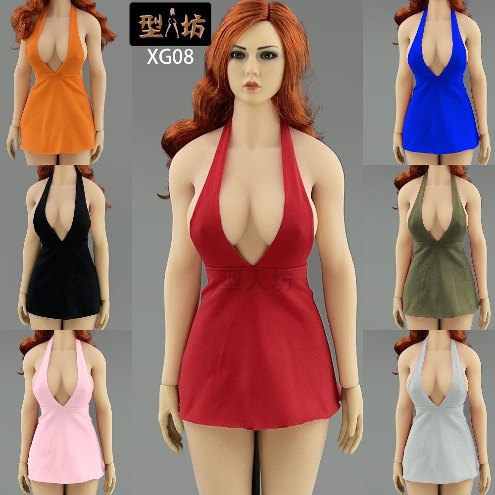 XRF Type Man Shop XG08 1/6 Scale สําหรับทหารหญิงเซ็กซี่เปิดหน้าอก Halter คอกระโปรงพร้อมสต็อก