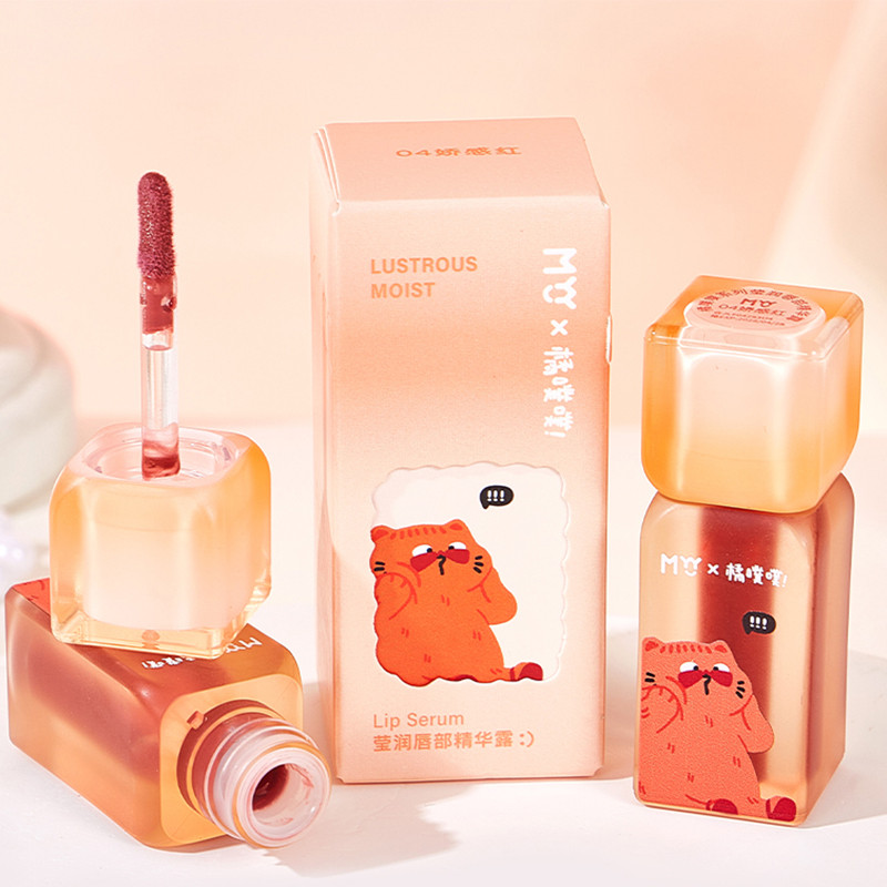 ลิปกลอส ลิปมัน MYYY Orange Puff Series Moisturizing Essence ลิปกลอสคริสตัล Jelly Water Gloss Mirror 