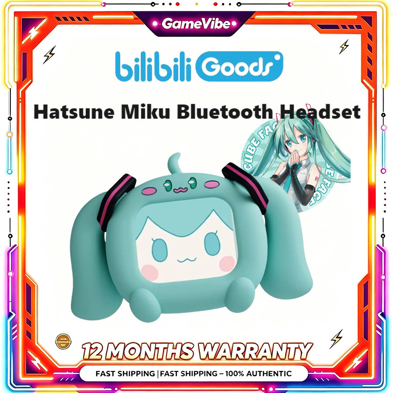 BilibiliGoods Hatsune Miku CUBE FACE หน้าจอสัมผัสอัจฉริยะ MIKU ชุดหูฟังบลูทูธกล่องของขวัญ