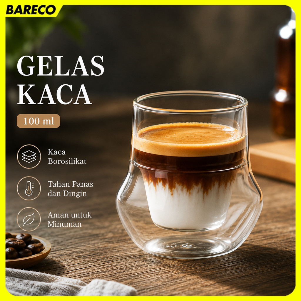 One Two Cups Aesthetic Coffee Glass Double Wall Glass 100ml - SN520