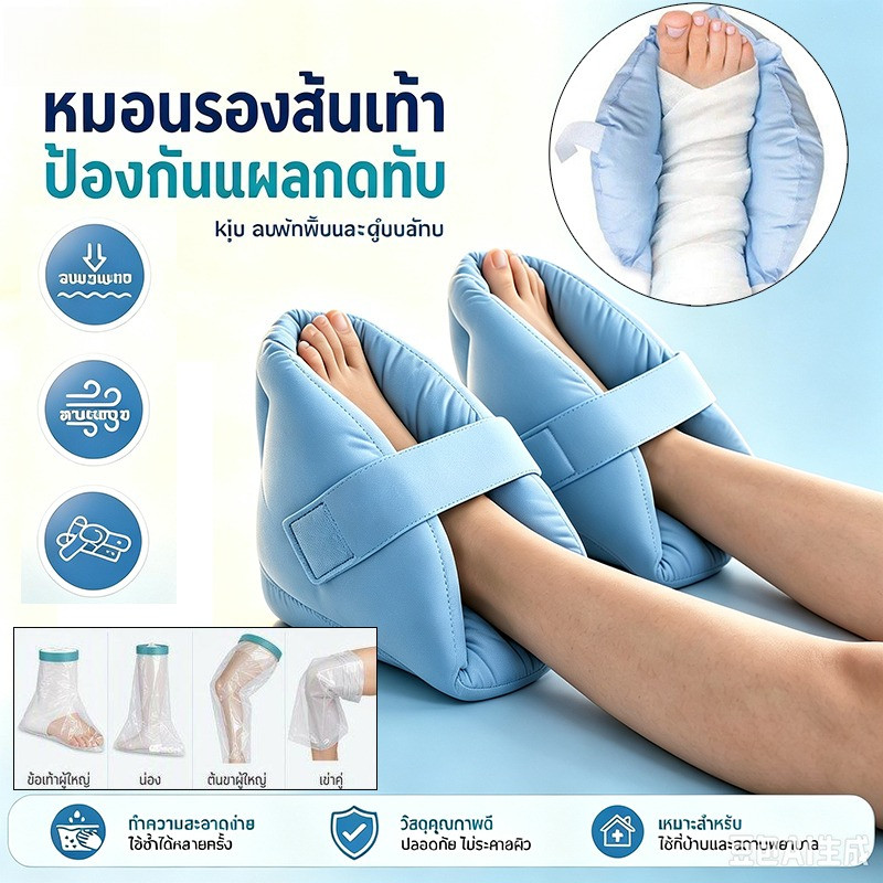 COD ปลอกส้นเท้า ป้องกันแรงกดและบรรเทาอาการปวดส้นเท้า ระบายอากาศได้ ปรับขนาดได้ เหมาะกับคนที่ต้องนอนเตียงหลังผ่าตัด