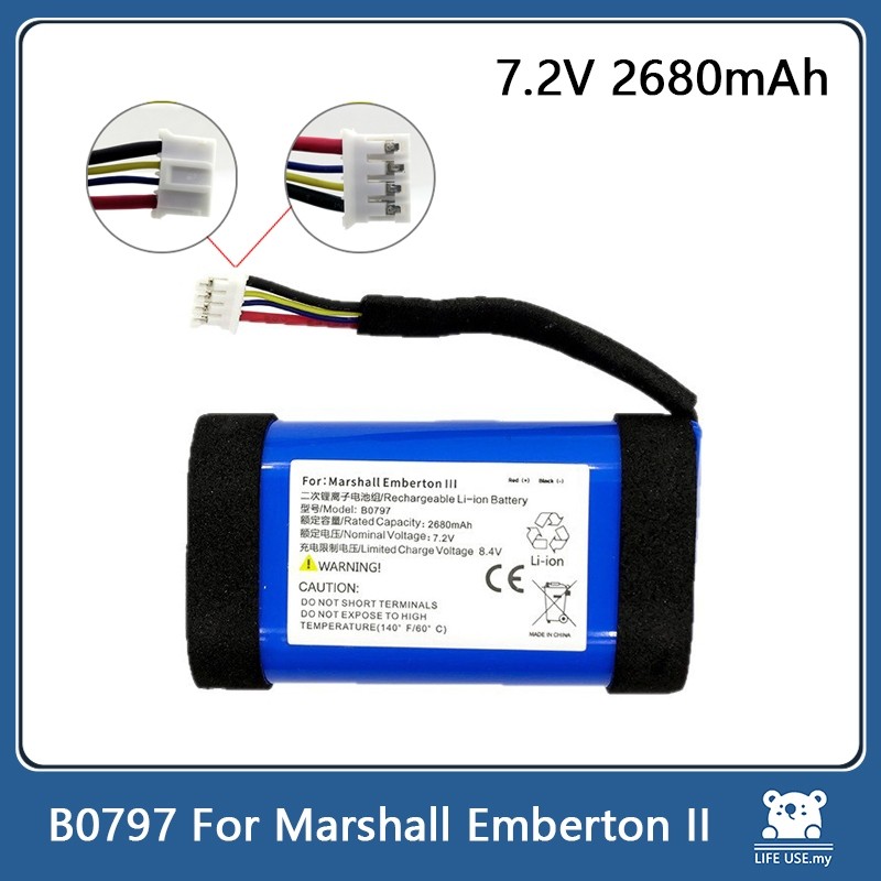 B0797 7.2V 2680mAh เหมาะสําหรับแบตเตอรี่ลําโพงบลูทูธ Marshall EMBERTON III 3