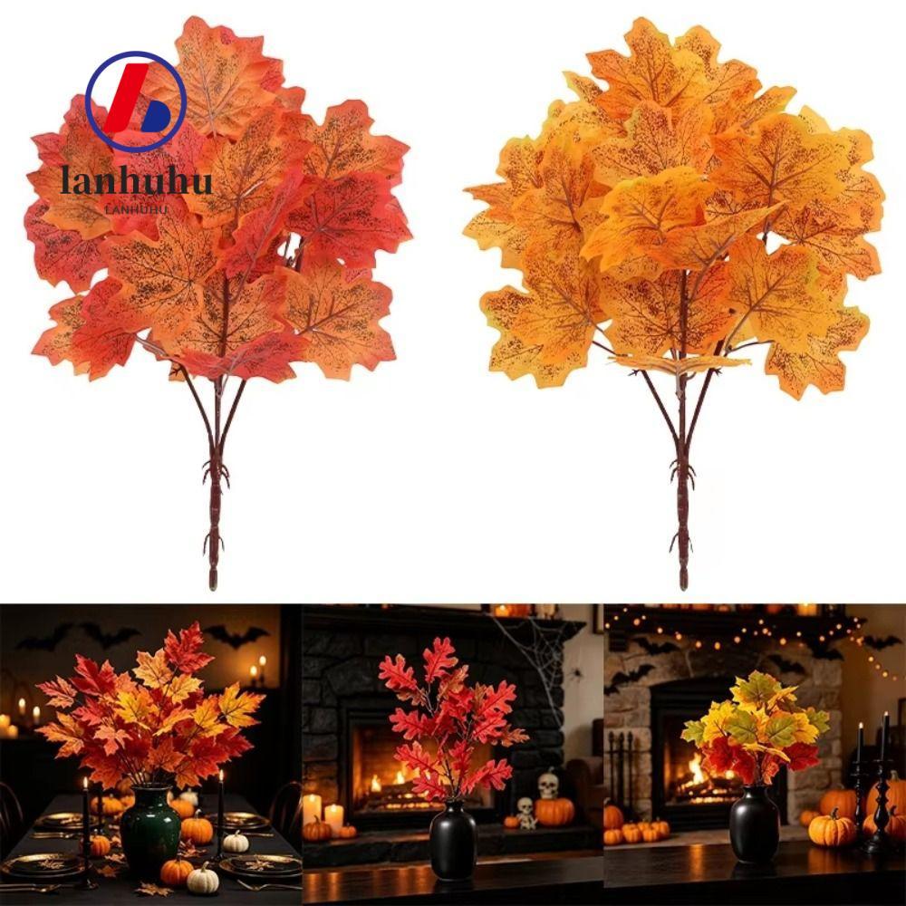 LANHUHU 2PCS ประดิษฐ์ Maple Leaf,ผ้า Maple Leaf Shape ฤดูใบไม้ร่วง Fallen Decor,ธรรมชาติสีพลาสติก St