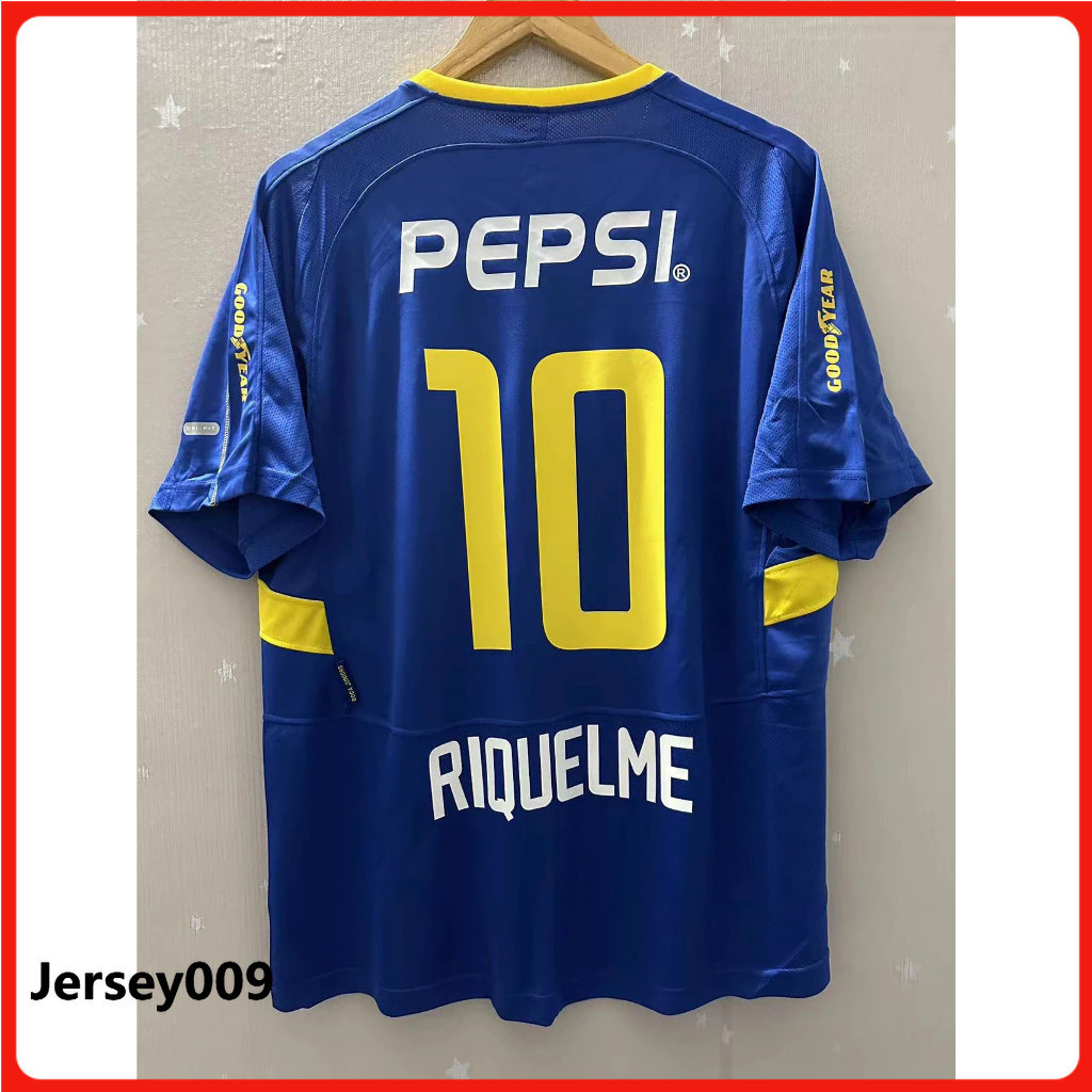 คุณภาพสูงสุด 03/04 เสื้อกีฬาย้อนยุค Boca Juniors home RIQUELME #10
