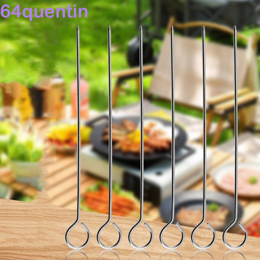 QHENTIN 20 ชิ้นสแตนเลสบาร์บีคิว Skewers, Kabob Skewers Reusable Roast Goose เข็ม, BBQ เครื่องมือ 20/