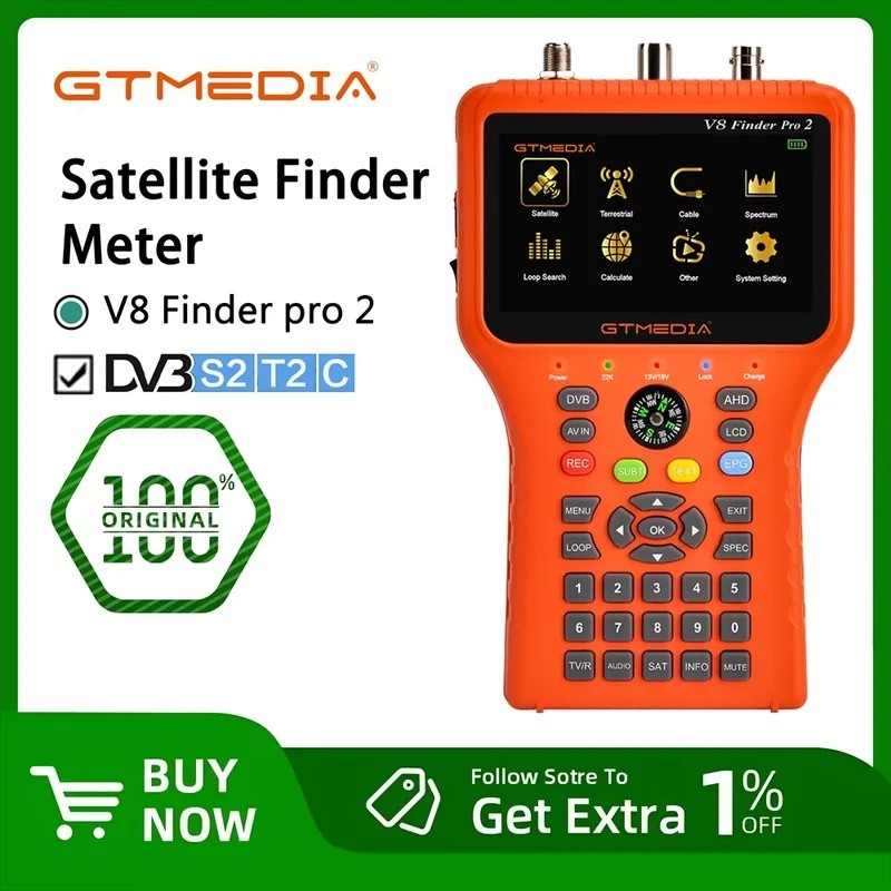 80UK GTMEDIA V8 Finder Pro2 Satellite สัญญาณ Finder เมตร DVB-S2/T2/สาย 4.3 จอแสดงผล LCD 1080P,Type-c