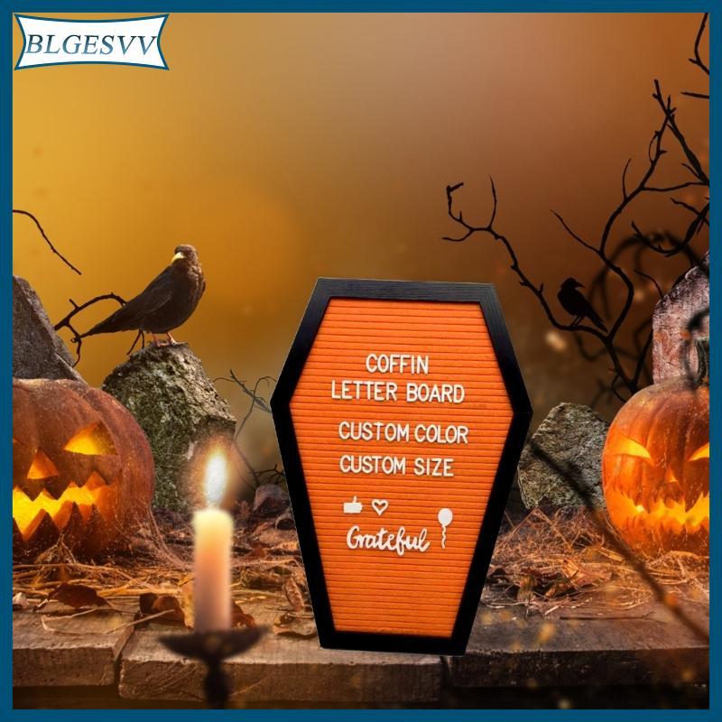 Blg Coffin Letter Board Gothic ข้อความ BOARD Felt Letter Board ตกแต่งฮาโลวีน Spooky ปัจจุบันสําหรับผ