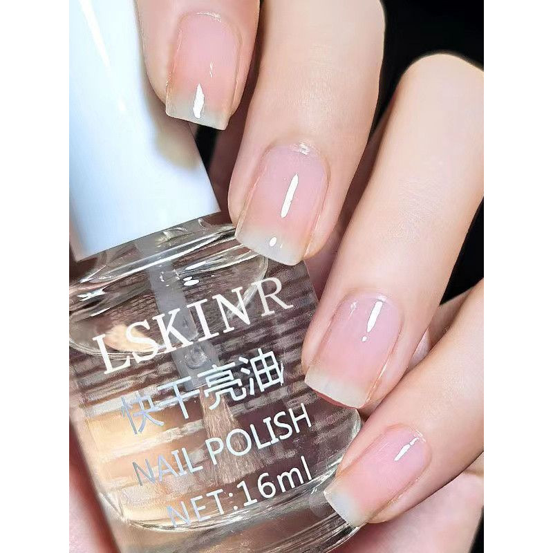 สีทาเล็บเจล น้ำยาทาเล็บ Bright ยาทาเล็บปิดผนึกชั้นน้ํามันไม่มีอบ Quick-Drying ติดทนนานกันน้ํา Non-Pe