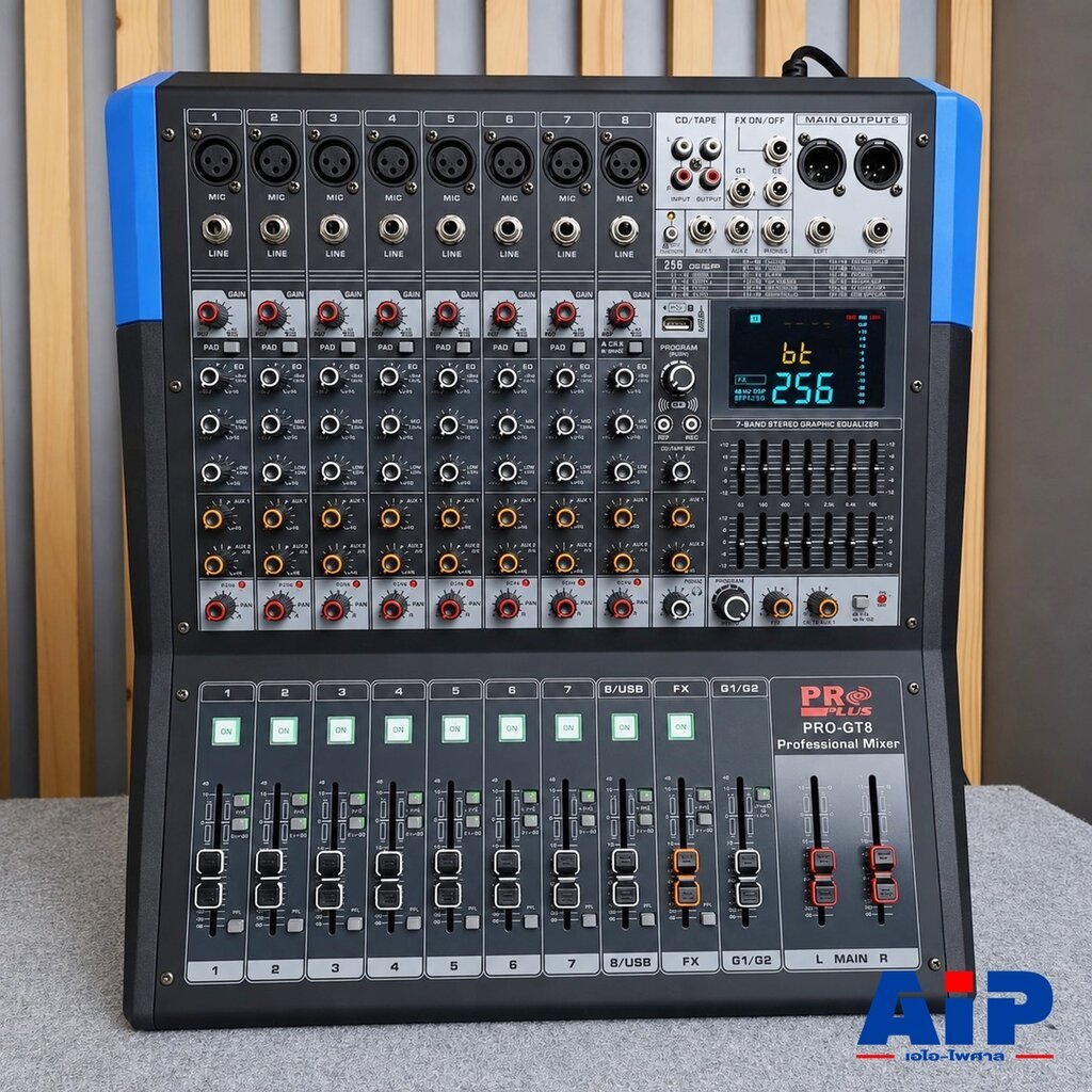 PROPLUS PRO-GT8 powermix เพาเวอร์มิกเซอร์ 8CH 500W x 2 ที่ 4 ohm เอฟเฟกต์ DSP Bluetooth EQ 2 ชั้น PR