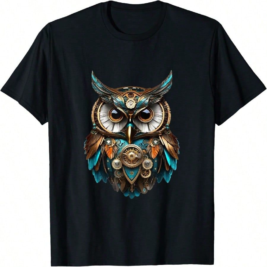 Steampunk Owl Vintage Engineering Wonder Dystopian พิมพ์เสื้อยืด