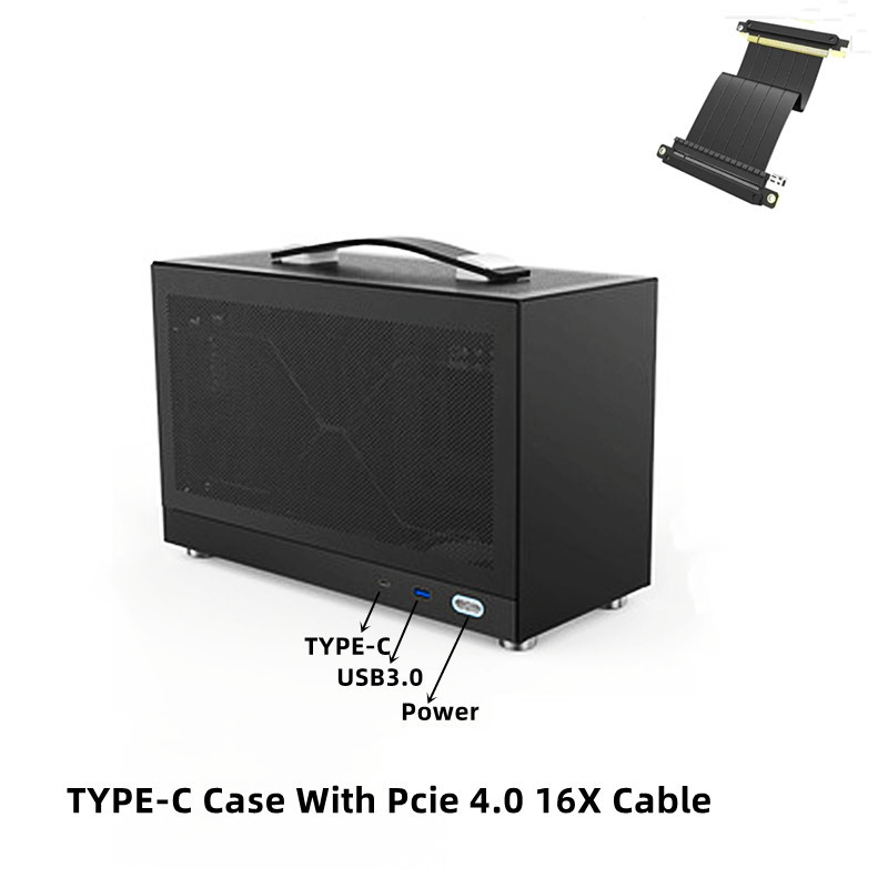 คอมพิวเตอร์เคส S300 MINI-ITX แบบพกพาพร้อมสายเคเบิลข้อมูล PCI-E3.0/ 4.0 16X, GPU 305 มม., คูลเลอร์ CP
