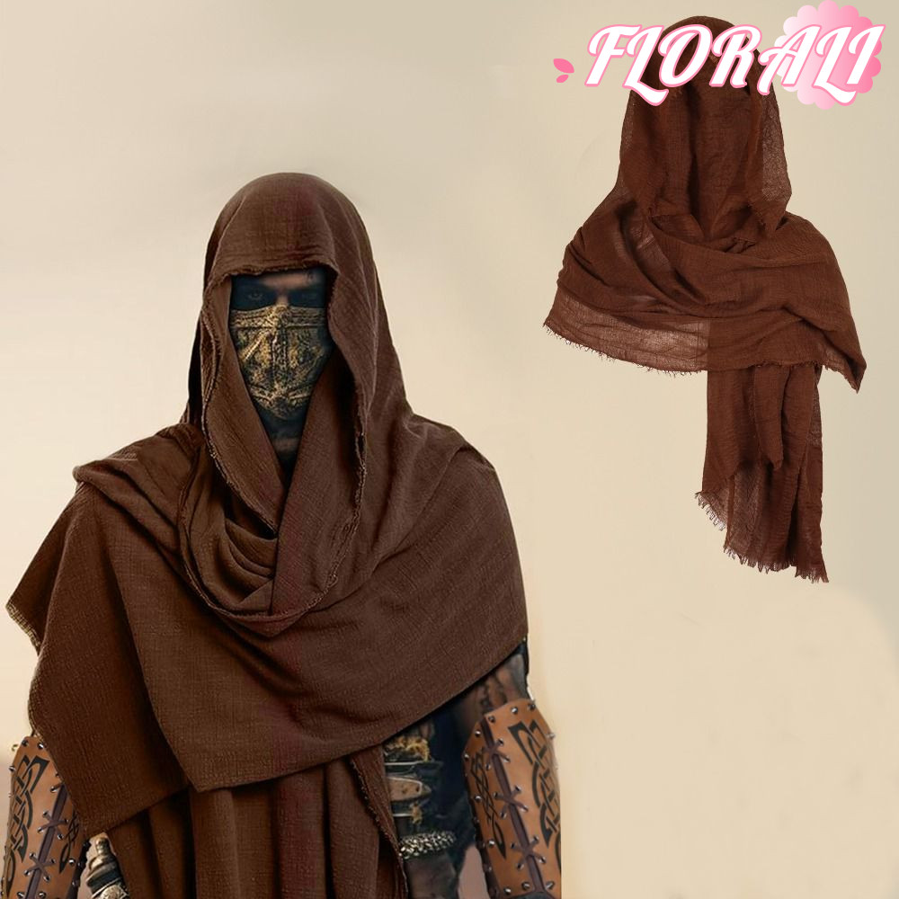 FLORALI Mens Medieval Pirate Retro Hood, Lightweight Wrap Cloak, High Quality Black/Brown Vintage Pi