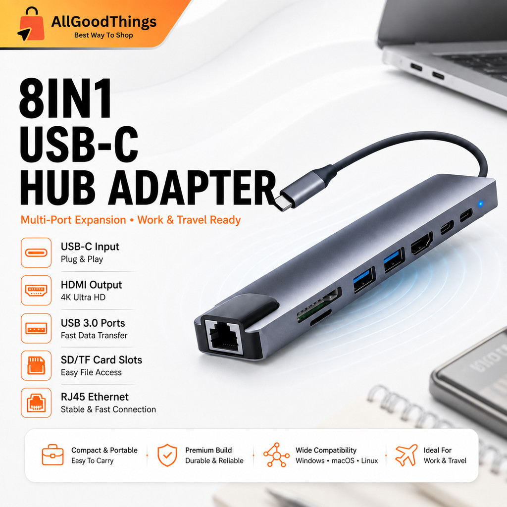 8-in-1 USB-C Hub 3.0 Slim Design Converter Multi-Port Docking Station Dongle 4K HDMI USB สําหรับคอมพ