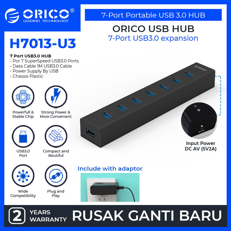 ORICO H7013-U3 BK 7-Port Portable USB 3.0 HUB