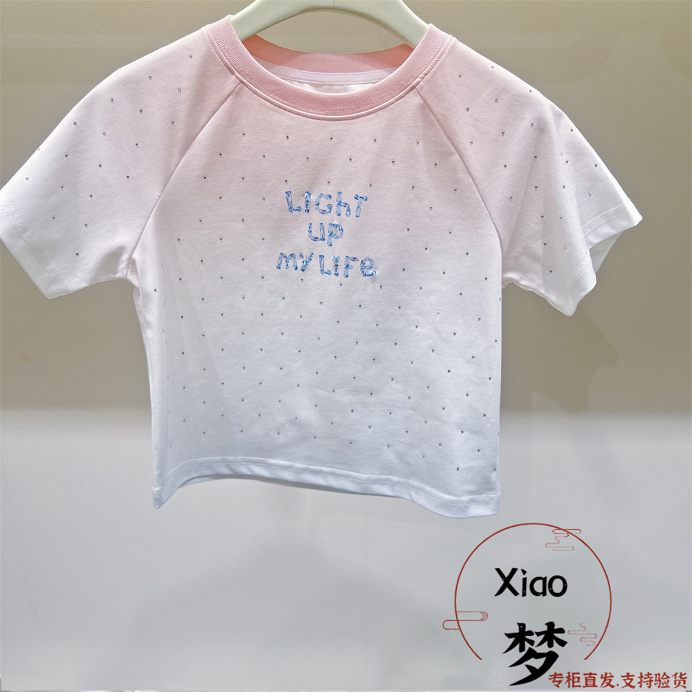 F2CNF2454 Taiping Bird เสื้อผ้าเด็ก mini peace2025 ฤดูร้อนสไตล์ใหม่สาว Tie-Dye รอบคอแขนสั้นเสื้อยืด