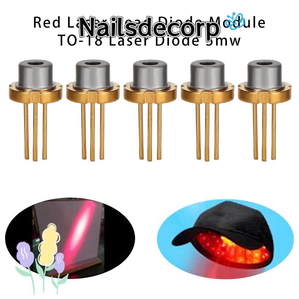 NAILS 1/2/5/10 ชิ้นหัวเลเซอร์สีแดง 5MW 5mw 650nm 2.2V TO-18 เลเซอร์ไดโอด