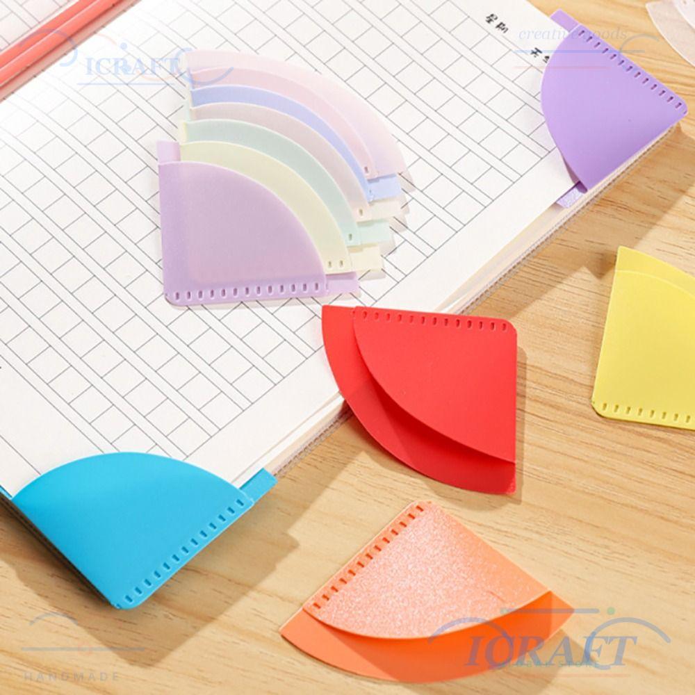CRAFTMX ที่คั่นหนังสือ 6 ชิ้น, PP Anti-Curl Page Corner Protector, Simple Multi-Function Fan-Shaped 